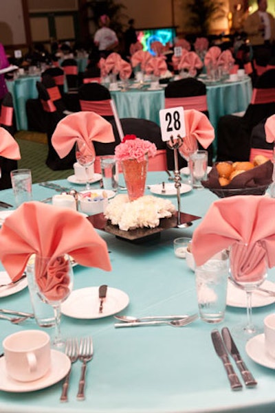 Business is Blooming used carnations to create centerpieces that looked like ice cream sundaes.