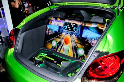 Each of the Velosters was outfitted for a different audience. For instance, the green car was designed for video gamers and equipped with Kinect for Xbox 360, a high-speed Internet connection, and game consoles for as many as eight players.