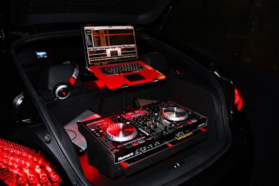 In contrast, the black Veloster was built for music fans and came with a DJ setup in the boot.