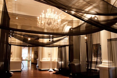 Kehoe Designs stretched sheer black fabric across the Robinson Gallery, which led into the cocktail reception.