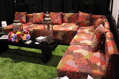 Speaking of patterned furniture, AFR Event Furnishings showed off its colorful Extravaganza slipcovers, which can be used to jazz up standard couches and chairs.