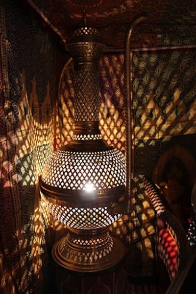 Moroccan Prestige’s booth displayed several recent additions to its product line, including this decorative hand-carved kettle light.