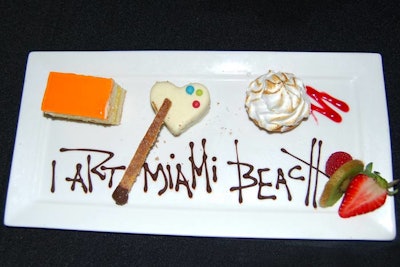 Centerplate served dessert plates with a message written in chocolate.