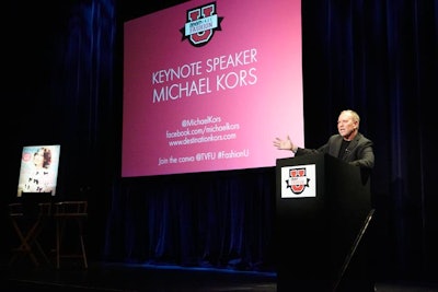 Integral to Fashion University is the talent that participate and this year's keynote speaker was Michael Kors. The designer opened Saturday's seminars by relating his experiences in the industry to the attendees gathered inside the Hudson Theatre.