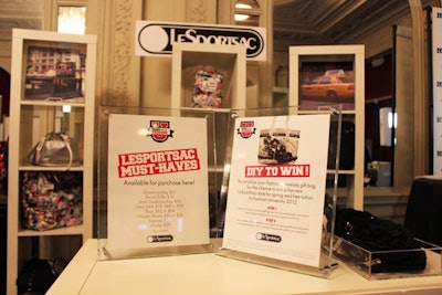 Also in the Hudson Theatre's foyer was a display of products from advertisers, including a shop where attendees could purchase bags from LeSportSac.