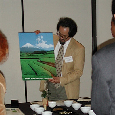 Kotaro Tanimoto of the Japan Tea Exporters’ Association guided journalists through a tea tasting for the Tea Council of the USA at The W Court hotel.