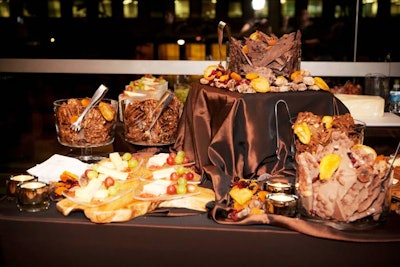 Rose Reisman Catering had a cheese and chocolate bark station on the third floor.