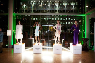 Models posed in four muse-inspired gowns on the main floor. The fashion installation was curated by RAC Boutique and included custom-made pieces from Calla, Joeffer Caoc, Arthur Mendonça, and Ashley Rowe.