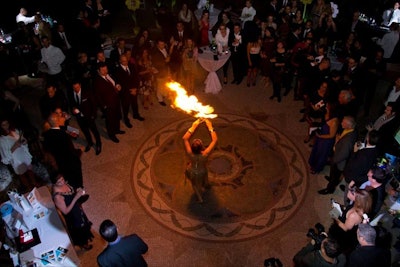 A fire dancer lit up the rotunda at the beginning of the evening.