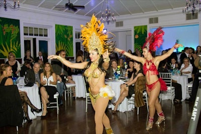 Two samba dancers performed, ending with a conga line.