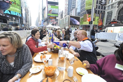 Mario Batali and Food Network host Ellie Krieger staged an 'Eat In' to draw the world's attention to the inaugural Food Day. Despite the fabulous location and decent weather, the media seemed to take a pass.
