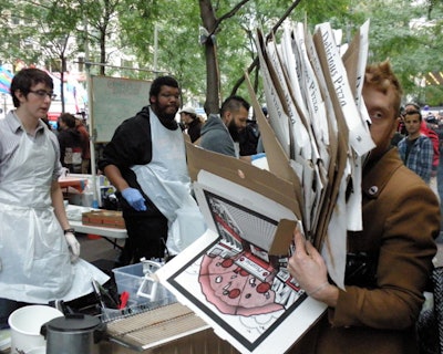Donated pizzas are a staple of the Occupy Wall Street diet.