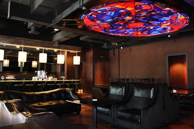 A large stained glass light fixture in the lounge at the Abbey is modeled after stained glass in London's Westminster Abbey, the venue's namesake.