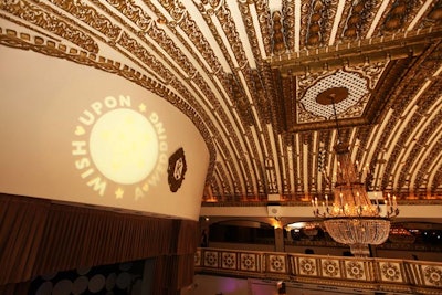 Logos for Wish Upon a Wedding appeared in the ballroom.