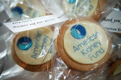 Guests received individually wrapped cookies with the organization's logo at the end of the night.