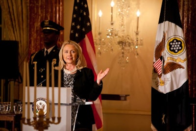 Following dinner, Clinton gave remarks and invited guests to have cocktails on the balcony.