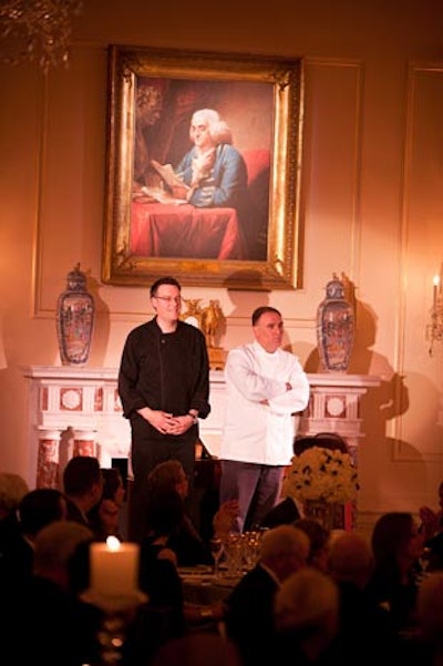 Local chef and James Beard award winner José Andrés (right) catered the event and came out to describe the menu with State Department chef Jason Larkin (left).