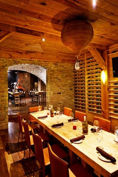 Cibo Wine Bar offers two rustic-looking private rooms for 12 to 22 guests.