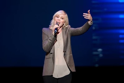 British singer Natasha Bedingfield performed her songs 'Pocket Full of Sunshine' and 'Unwritten.'