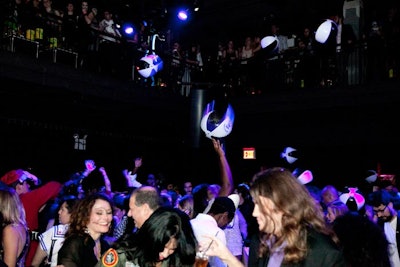 Malibu Rum released black-and-white beach balls into the crowd at the end of the event.