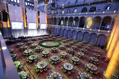 A video describing the history of WAMU 88.5 played on three screens during the evening’s program, held in the National Building Museum’s Center Court.