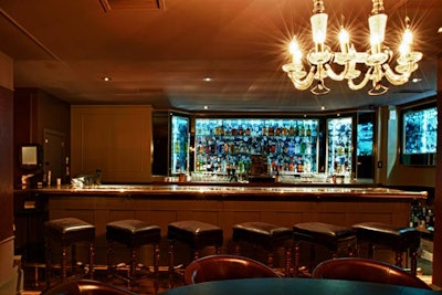 With its own bar, the second level can host events for 90.