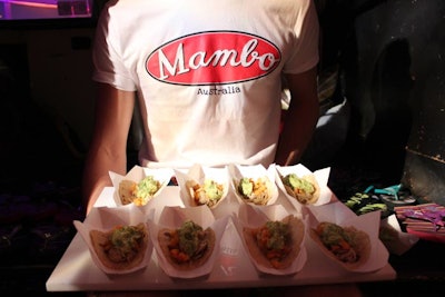 As a playful take on the ubiquitous food truck, the event had waitstaff serving fish, chicken, and roasted mushroom tacos from inside the van.