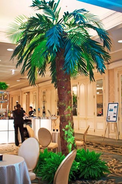 Palm trees decorated the cocktail area.