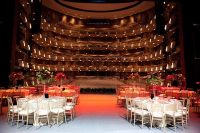 The V.I.P. dinner started at 9:30 and took place on the same stage as the opera performance just hours before.