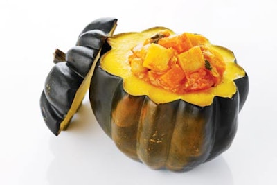 Winter vegetable stew in an acorn squash from Thomas Preti Events to Savor