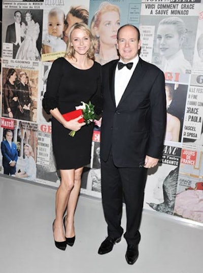 Prince Albert II (Grace Kelly's son) and wife Princess Charlene addressed the press and posed for photos.