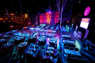 A screen at the front of the stage showcased the logos of gala sponsors.