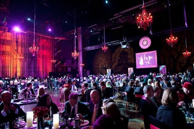 Guests dined onstage at the Wang Theatre.