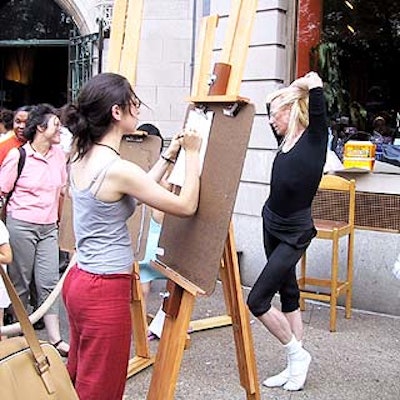 For the Museum Mile Festival, the National Academy of Design set up a sketching station with live models posing on Fifth Avenue.