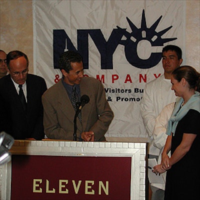 Restaurant bigwig (and press munchie server) Danny Meyer accepted the thanks of Mayor Rudy Giuliani and Cristyne Lategano-Nicholas, president of NYC & Company.