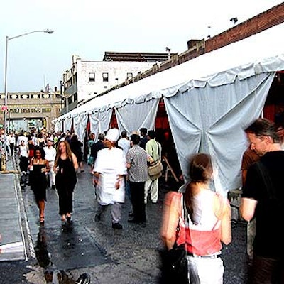 Tents from Starr Tents housed food and bar stations, while partygoers queued outside to enter the exhibits within the museum.