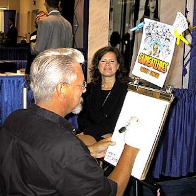 Caricaturist Garrett Bender lured attendees into the Vail Resorts/Rock Resorts booth at the Hilton New York during Meeting World 2002.