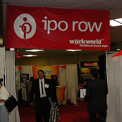 Job seekers looking for dot-com riches could look for employers on IPO Row, under a banner printed by Esco Stationery.