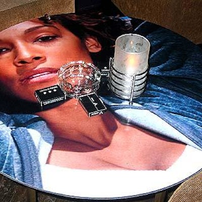 Lounge tables were topped with V-Jeans ads and boxes of mints in V-branded boxes.