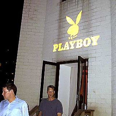 Scharff Weisberg shone a gobo of the Playboy logo on the Playboy penthouse's adjoining patio.