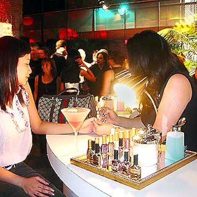 Guests got manicures and makeovers at a circular beauty bar stocked with products from Sally Hansen and Neutrogena.
