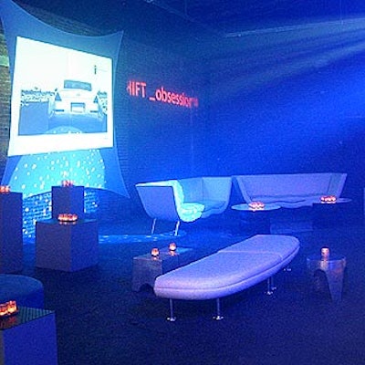 At an event to launch Nissan's new 'Shift' advertising campaign at Eyebeam Atelier, Big Wave washed J. Gordon Designs' retro modern decor in blue lights. Promotional videos were projected onto a stretch screen.