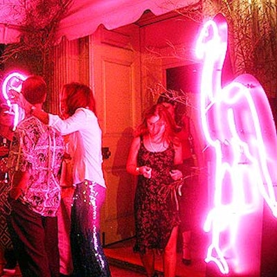 At the Museum of the City of New York's A Hot Night in Havana Director's Council summer party, Thomas Anderson placed neon pink flamingos at the entrance to the museum.