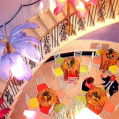 The museum's main staircase was decorated with multicolored plants.