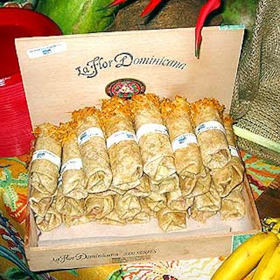 Catering company Mosaico placed their Cubano sandwich cigars in Cuban cigar boxes.