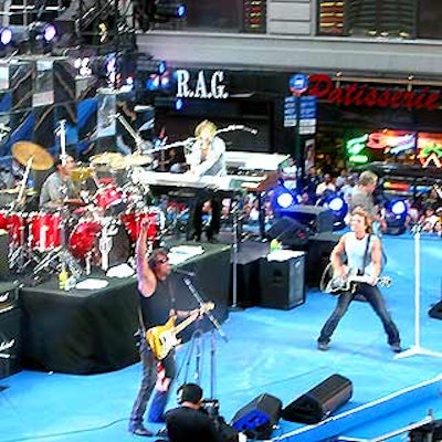 Bon Jovi played in Times Square for the National Football League's season kickoff event.