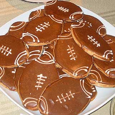 The party's tailgate fare included football-shaped sugar cookies from Restaurant Associates.