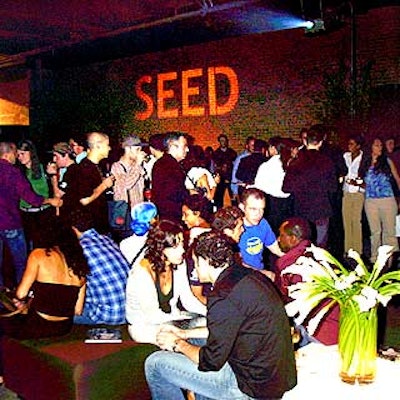 Stortz Lighting projected Seed gobos onto Eyebeam Atelier's exposed brick walls.