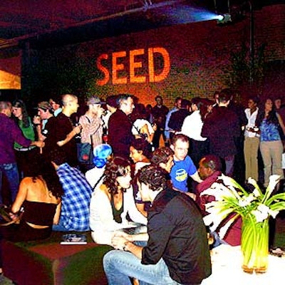 Stortz Lighting projected Seed gobos onto Eyebeam Atelier's exposed brick walls.