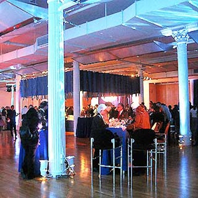 Musters & Company designed an all-blue look for Metropolitan Pavilion's networking reception for event planners.